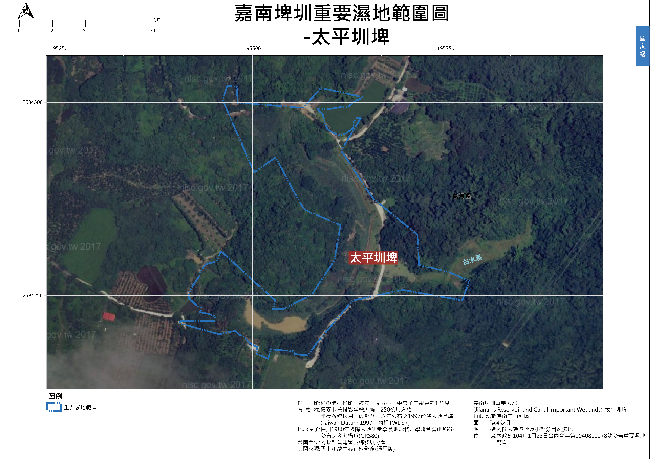 嘉南埤圳重要濕地範圍圖-太平圳埤