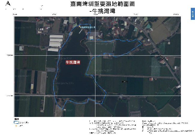 嘉南埤圳重要濕地範圍圖-牛挑灣圳埤