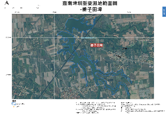 嘉南埤圳重要濕地範圍圖-番子田埤