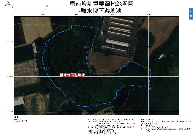 嘉南埤圳重要濕地範圍圖-鹽水埤下游埤池